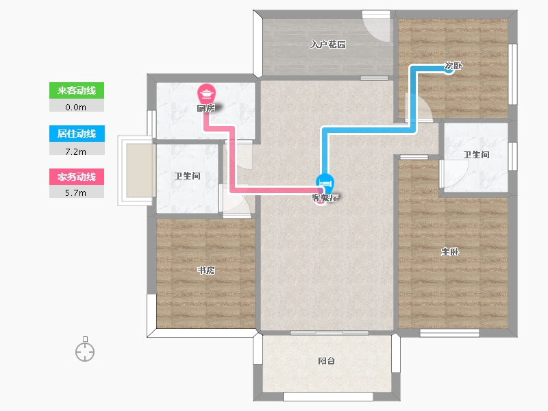 湖南省-长沙市-富兴悦府6栋111.26㎡户型-85.19-户型库-动静线