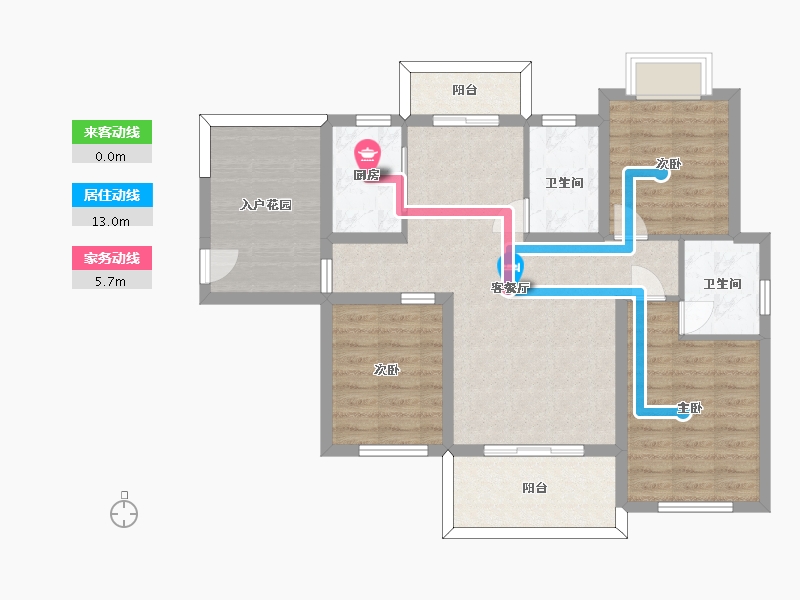 湖南省-长沙市-富兴悦府2,6栋115.13㎡户型-91.78-户型库-动静线