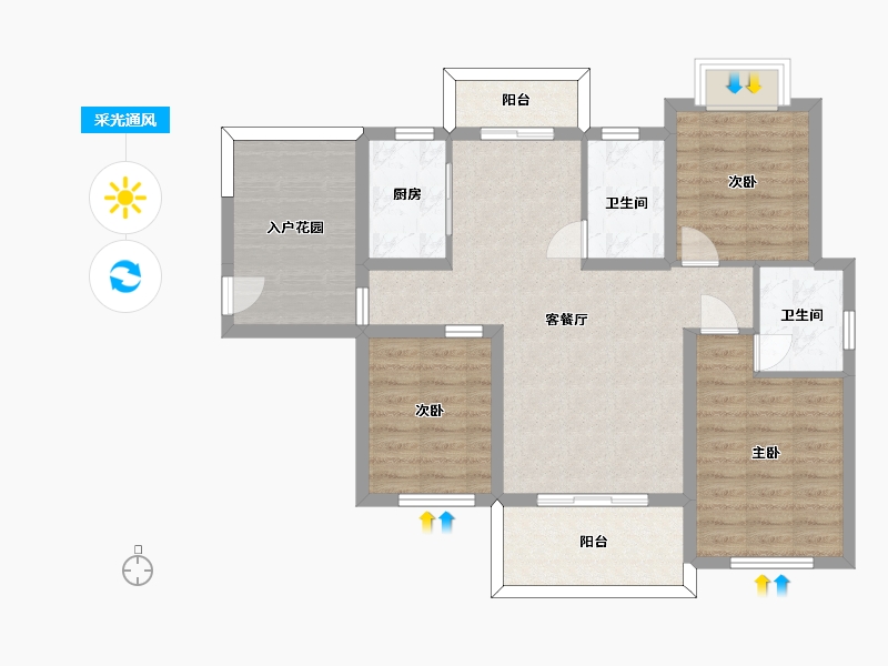 湖南省-长沙市-富兴悦府2,6栋115.13㎡户型-91.78-户型库-采光通风