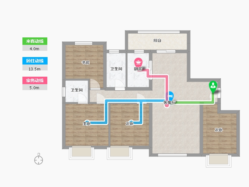 湖南省-长沙市-大汉汉府1,2,3栋A1F1F2户型130m²-93.67-户型库-动静线