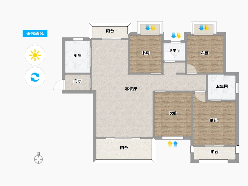 湖南省-长沙市-富兴悦府6栋130.1㎡户型-102.20-户型库-采光通风