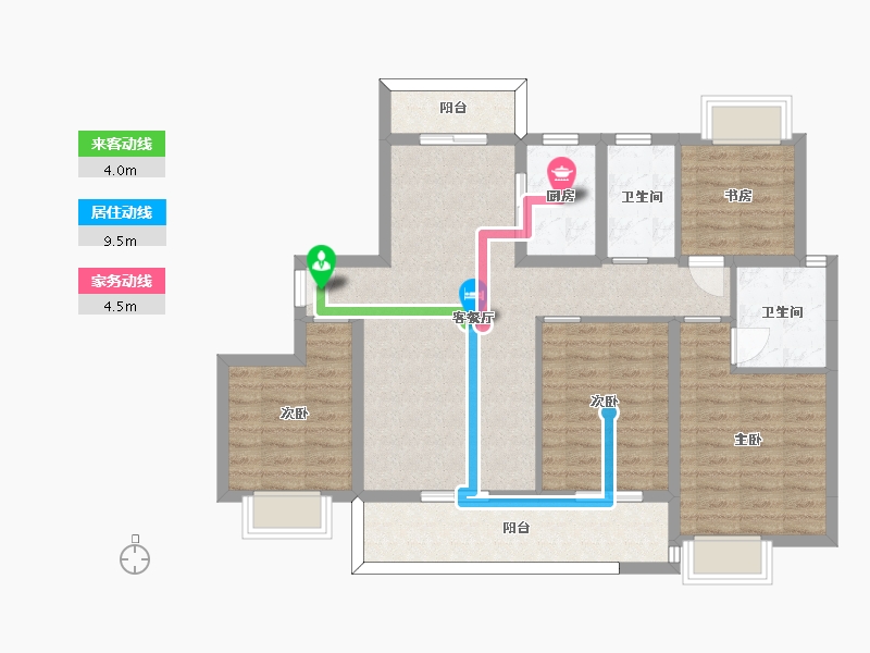 湖南省-长沙市-大汉汉府9,10栋130m²-97.42-户型库-动静线