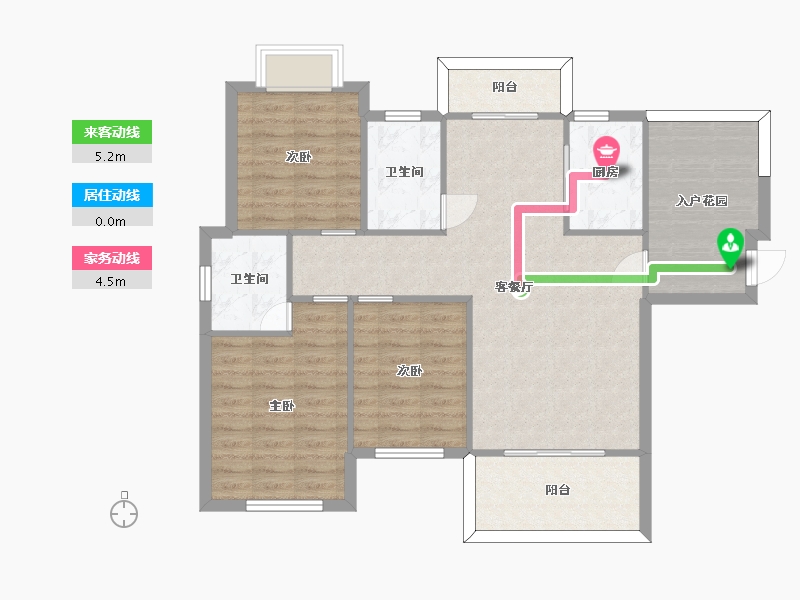 湖南省-长沙市-富兴悦府2,6栋113.91㎡户型-93.30-户型库-动静线