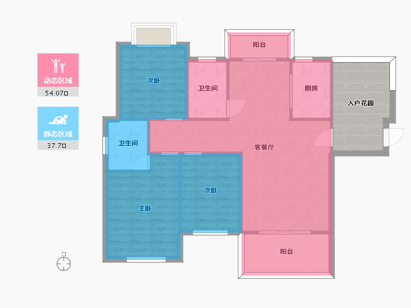 湖南省-长沙市-富兴悦府2,6栋113.91㎡户型-93.30-户型库-动静分区