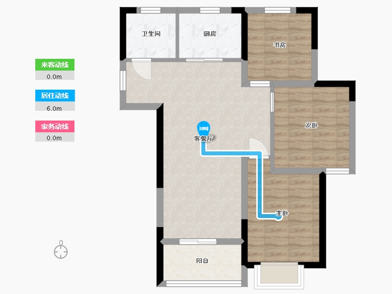 湖南省-长沙市-合能湘江公馆12号楼A2户型86m²-69.21-户型库-动静线