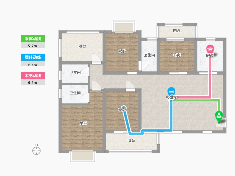 湖南省-长沙市-南璟滨江书苑9栋139㎡户型-111.03-户型库-动静线