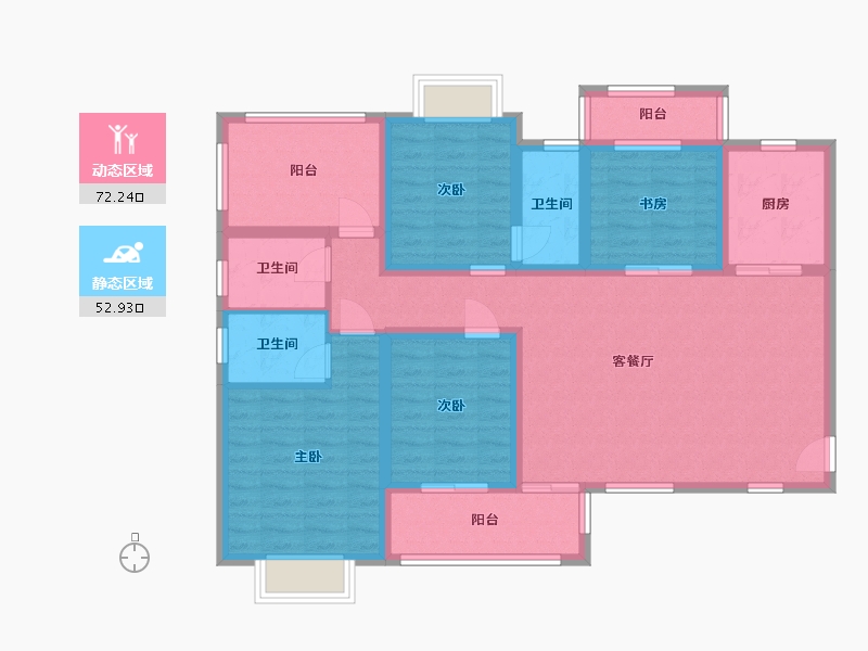 湖南省-长沙市-南璟滨江书苑9栋139㎡户型-111.03-户型库-动静分区