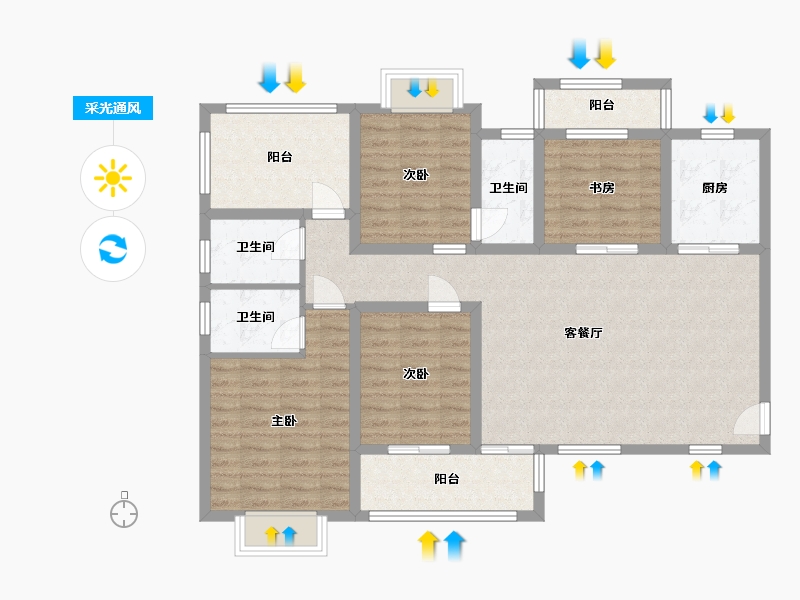 湖南省-长沙市-南璟滨江书苑9栋139㎡户型-111.03-户型库-采光通风