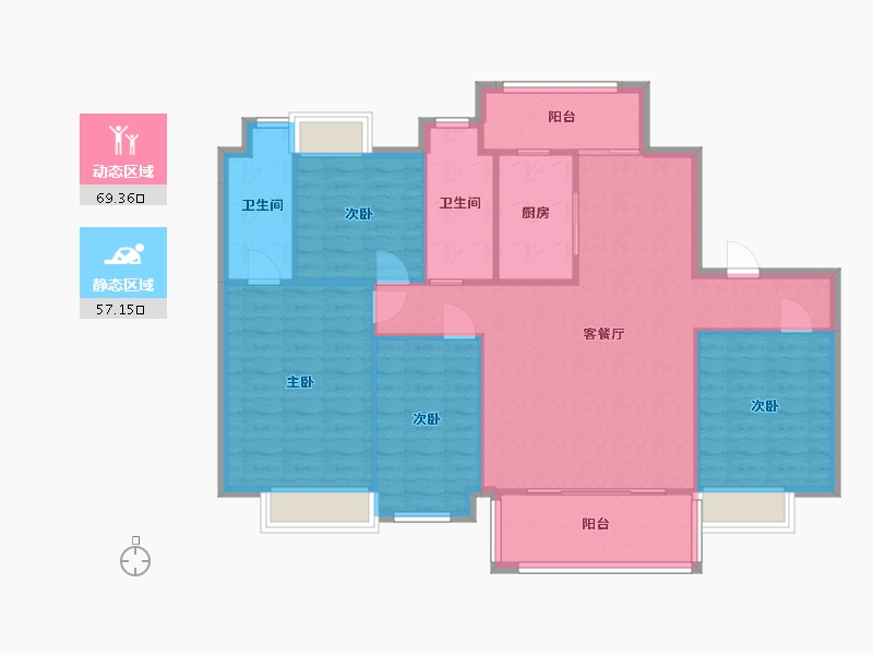 湖南省-长沙市-碧桂园高尔夫花园33栋145㎡户型-115.96-户型库-动静分区