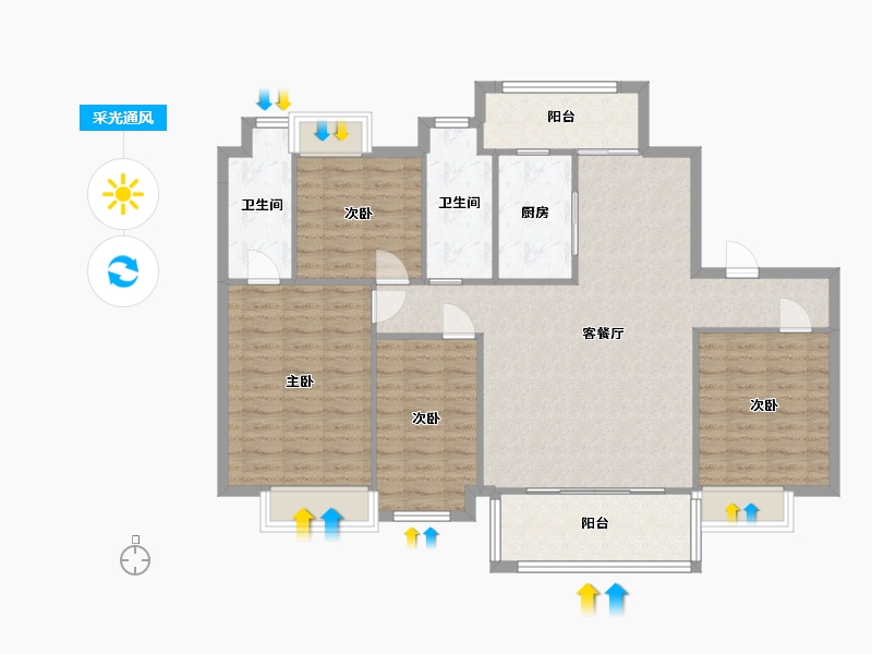 湖南省-长沙市-碧桂园高尔夫花园33栋145㎡户型-115.96-户型库-采光通风