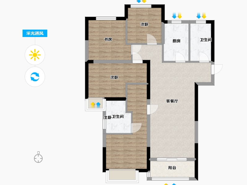 湖南省-长沙市-合能湘江公馆12栋A1户型118m²-94.61-户型库-采光通风