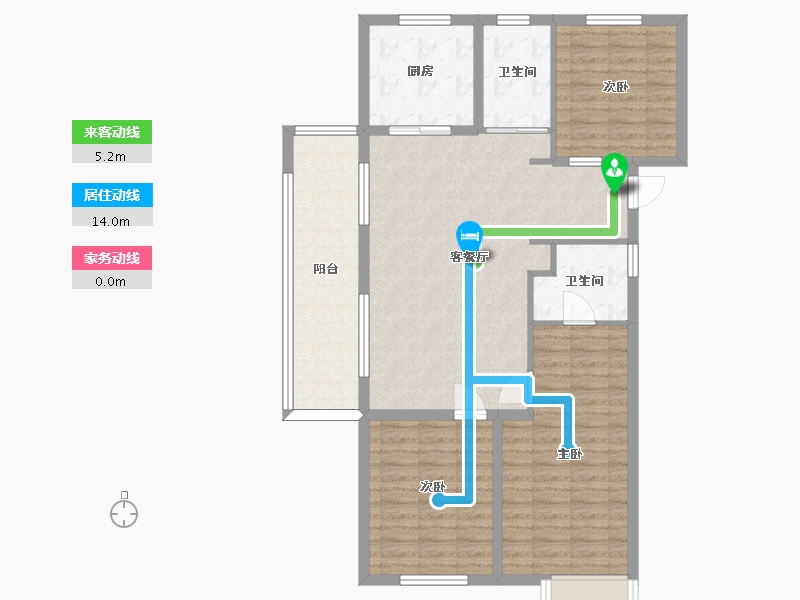 湖南省-长沙市-澳海望洲府G5号楼C户型128m²-102.40-户型库-动静线