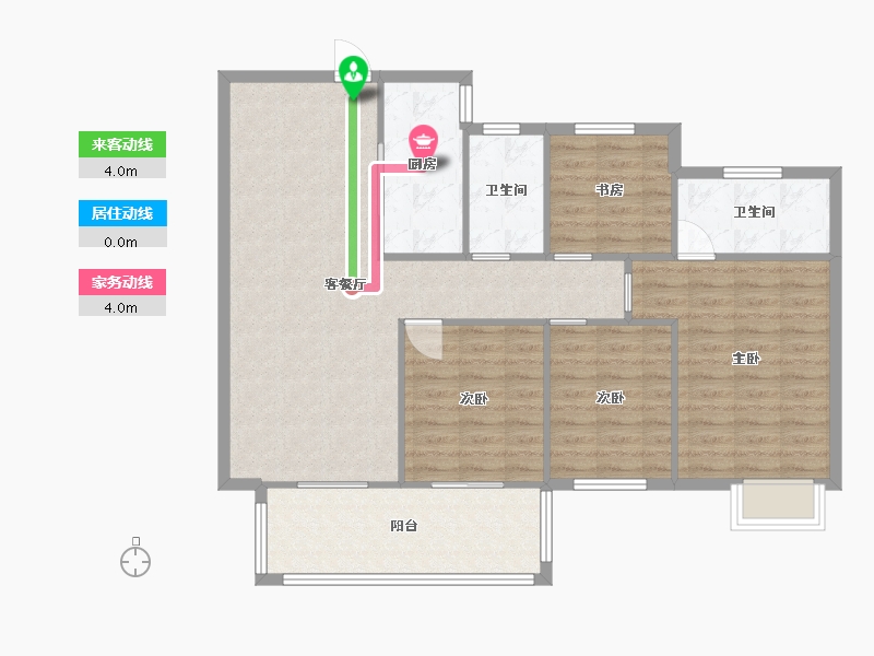 湖南省-长沙市-嘉宇北部湾B区6栋,B区2栋B户型131m²-101.90-户型库-动静线