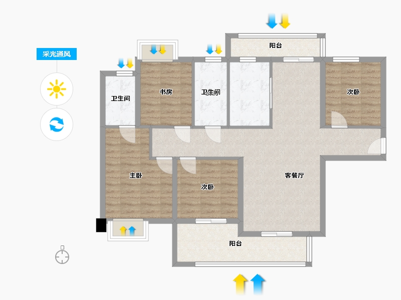 湖南省-长沙市-嘉宇北部湾B区7栋C户型139m²-104.31-户型库-采光通风