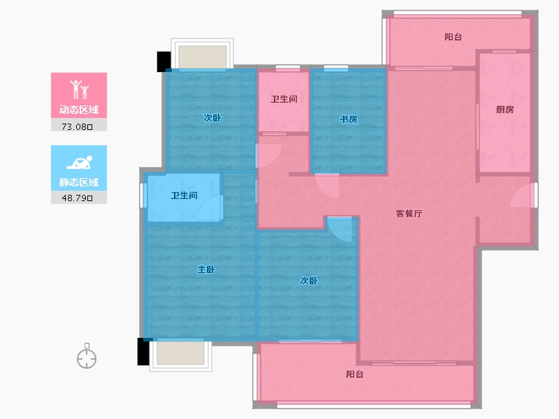 湖南省-长沙市-嘉宇北部湾B区6栋,B区2栋A户型141m²-111.49-户型库-动静分区