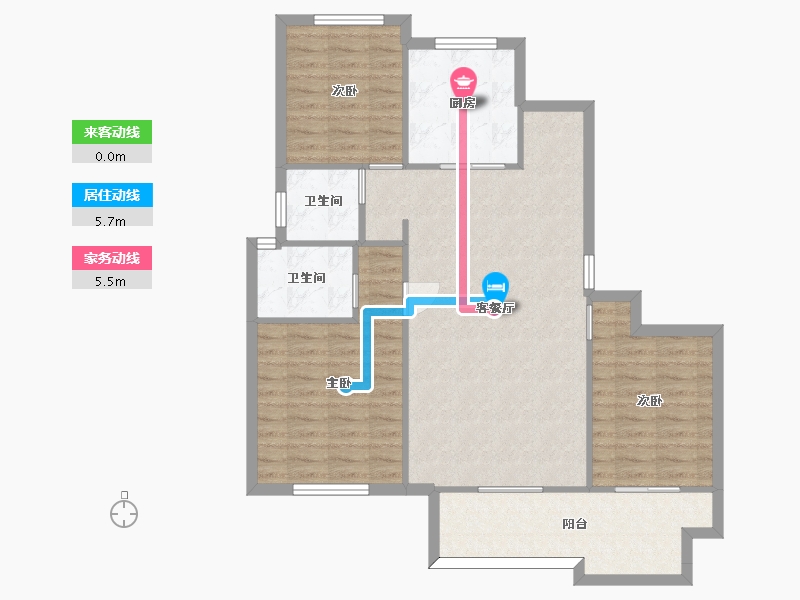 湖南省-长沙市-澳海望洲府G5号楼D3户型118m²-94.39-户型库-动静线