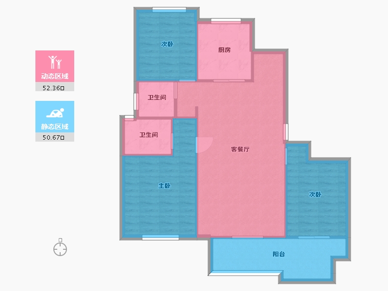 湖南省-长沙市-澳海望洲府G5号楼D3户型118m²-94.39-户型库-动静分区