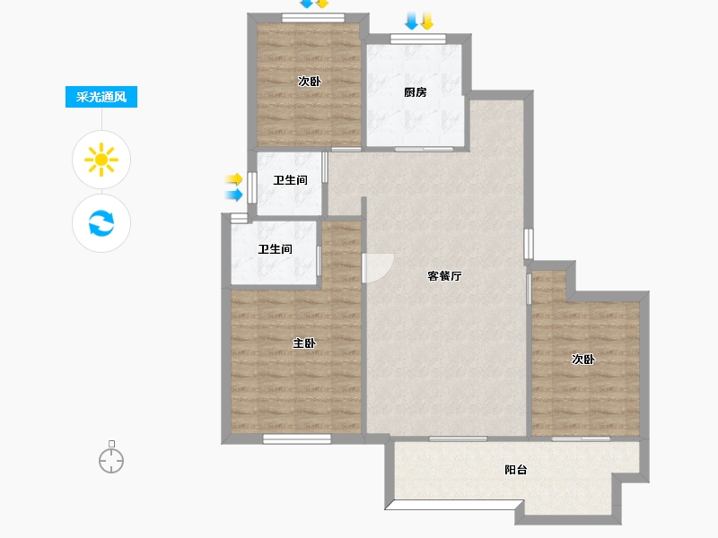 湖南省-长沙市-澳海望洲府G5号楼D3户型118m²-94.39-户型库-采光通风