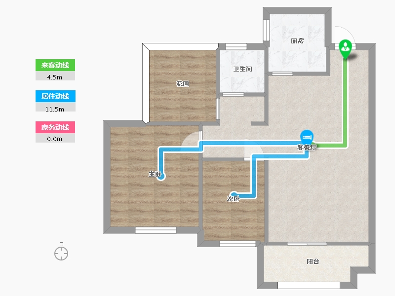 湖南省-长沙市-长房星珑湾1，2，3，4，5，6，7号楼88.4㎡户型-70.40-户型库-动静线