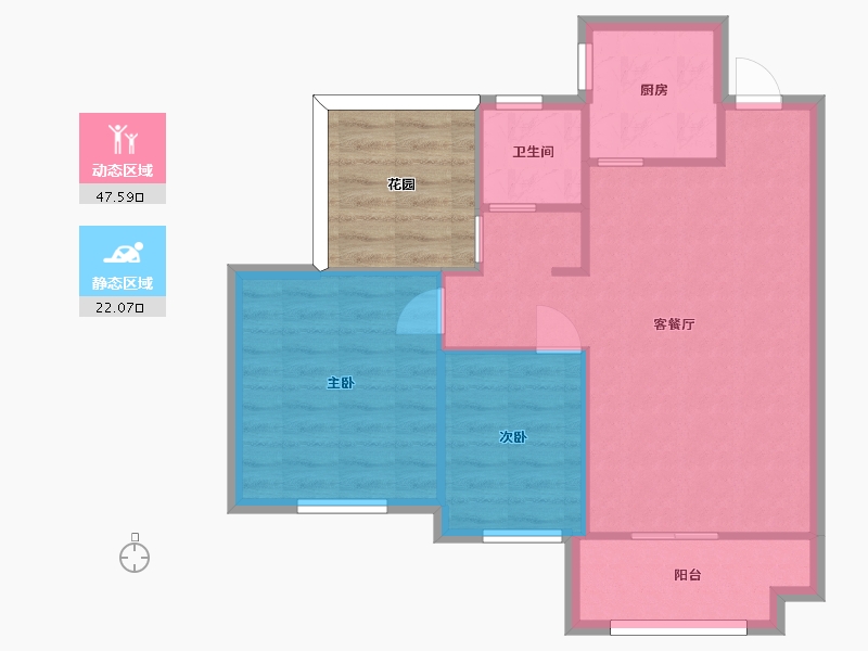 湖南省-长沙市-长房星珑湾1，2，3，4，5，6，7号楼88.4㎡户型-70.40-户型库-动静分区