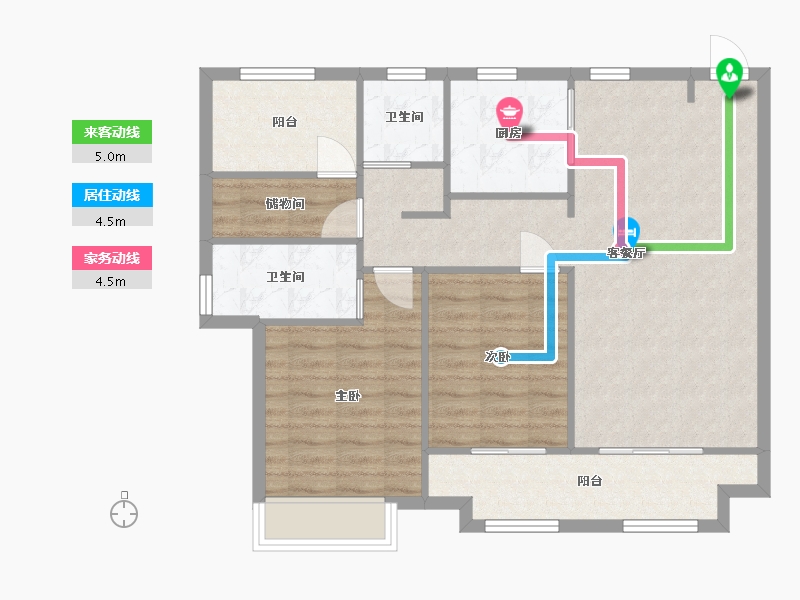 江苏省-苏州市-新城悦隽华庭108㎡-86.30-户型库-动静线