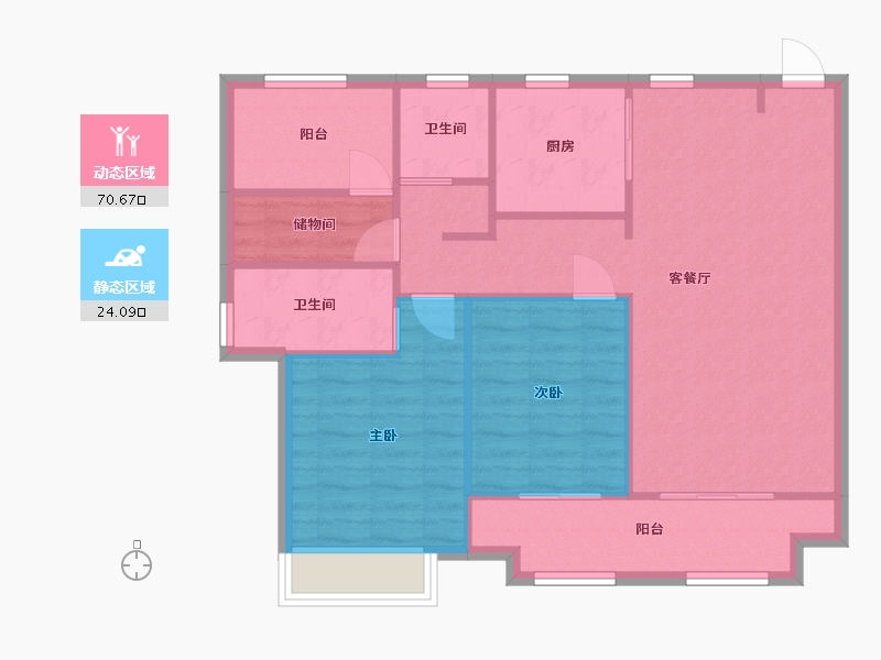 江苏省-苏州市-新城悦隽华庭108㎡-86.30-户型库-动静分区