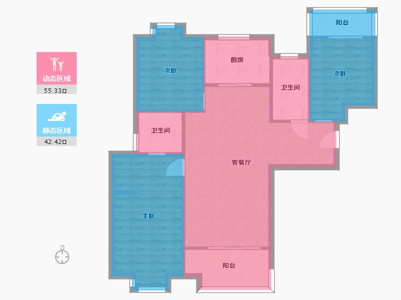 湖南省-长沙市-美的翰城B31栋,2栋,3栋,5栋建面112m²-88.86-户型库-动静分区