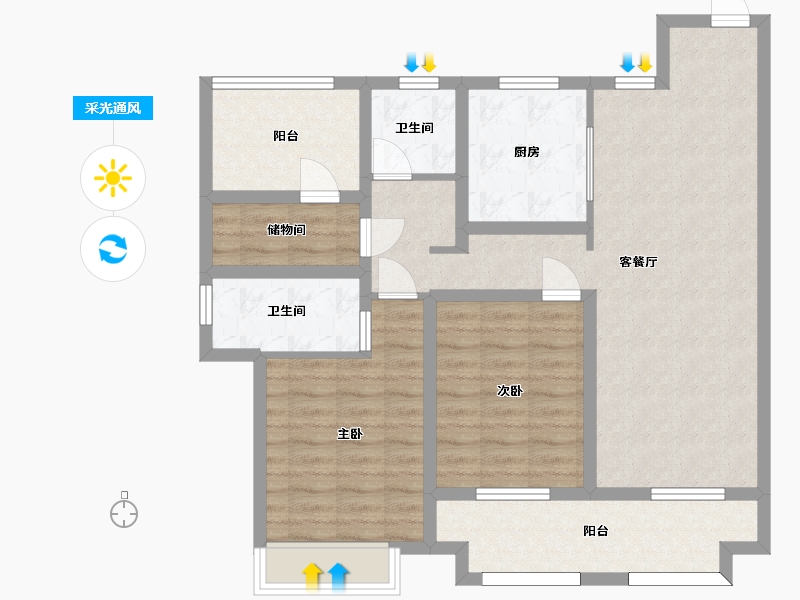 江苏省-苏州市-新城悦隽华庭15,8栋118㎡-94.81-户型库-采光通风