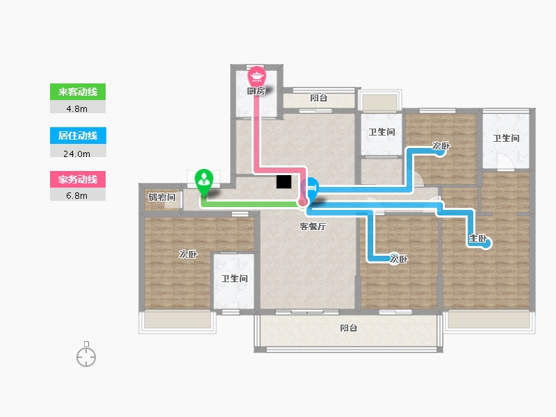 江苏省-苏州市-海德名筑2,3栋185㎡-148.50-户型库-动静线