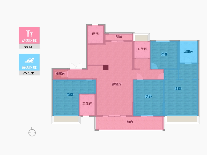 江苏省-苏州市-海德名筑2,3栋185㎡-148.50-户型库-动静分区