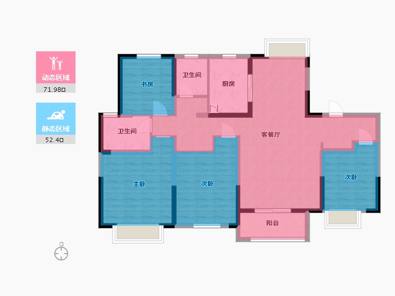 江苏省-苏州市-朗悦花园朗御1号楼,6号楼138m²-110.46-户型库-动静分区