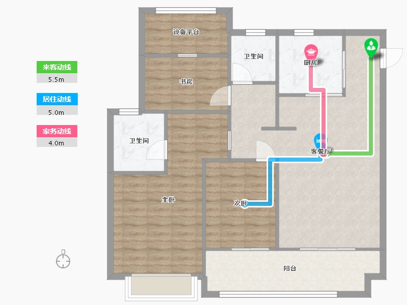 江苏省-苏州市-铂珺花园1,3栋116㎡-98.12-户型库-动静线