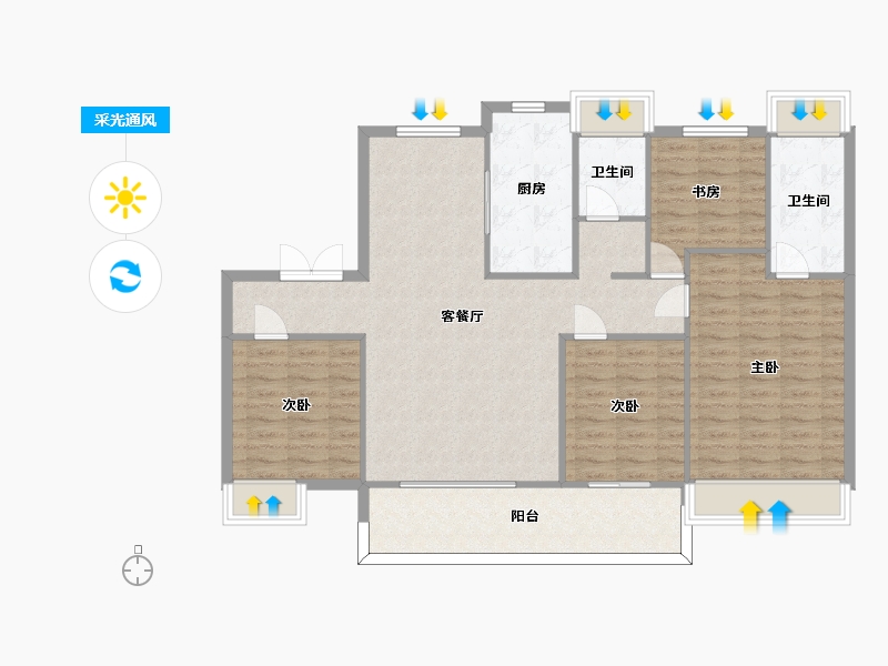 江苏省-苏州市-海德名筑1,3,7栋146㎡-117.00-户型库-采光通风