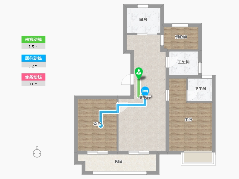 江苏省-苏州市-华侨城水畔华庭4,5,7,9栋108㎡-73.00-户型库-动静线