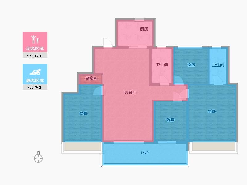 江苏省-苏州市-仁恒河滨花园2栋C户型143m²-114.00-户型库-动静分区