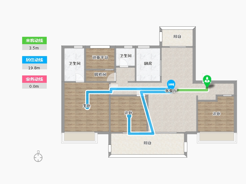 江苏省-苏州市-璀璨澜庭141㎡-117.45-户型库-动静线