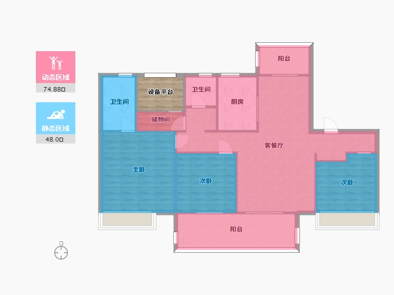 江苏省-苏州市-璀璨澜庭141㎡-117.45-户型库-动静分区