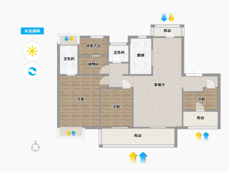 江苏省-苏州市-熙悦豪庭西户型138㎡-114.00-户型库-采光通风