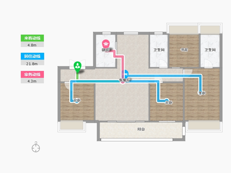 江苏省-苏州市-珺悦阁140㎡-112.71-户型库-动静线