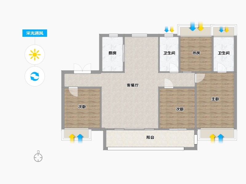 江苏省-苏州市-珺悦阁140㎡-112.71-户型库-采光通风