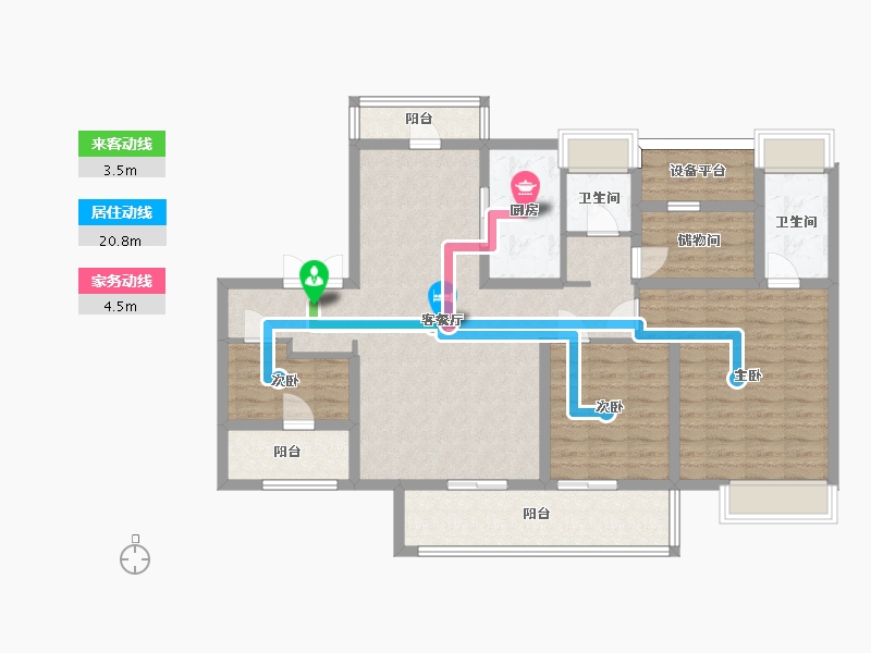 江苏省-苏州市-熙悦豪庭东户型138㎡-113.57-户型库-动静线