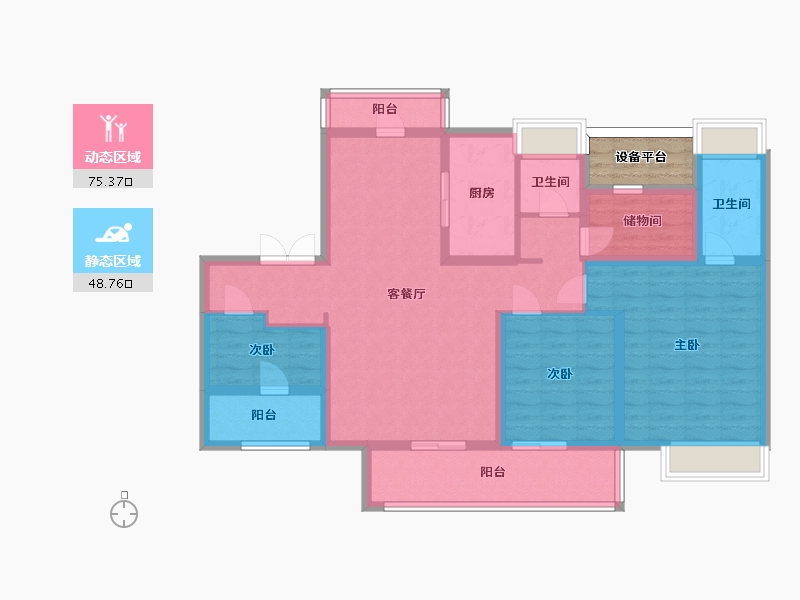 江苏省-苏州市-熙悦豪庭东户型138㎡-113.57-户型库-动静分区