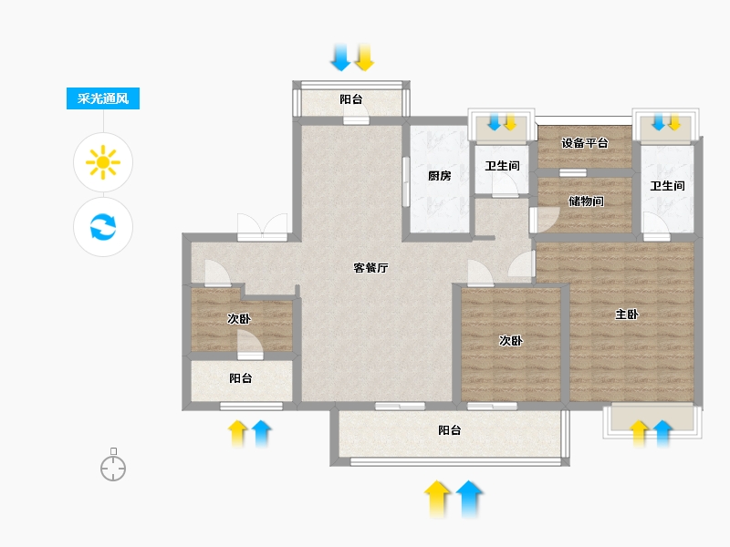 江苏省-苏州市-熙悦豪庭东户型138㎡-113.57-户型库-采光通风