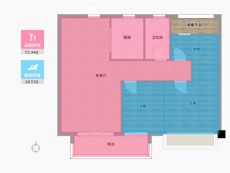 江苏省-苏州市-璀璨澜庭92㎡-76.55-户型库-动静分区