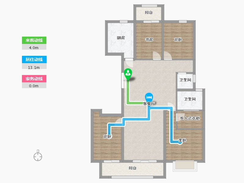 湖南省-长沙市-大汉汉园8号楼C户型155m²-115.27-户型库-动静线