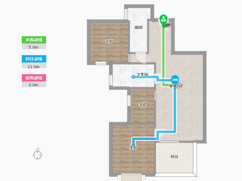 湖南省-长沙市-美的翰城D3栋88m²-65.29-户型库-动静线