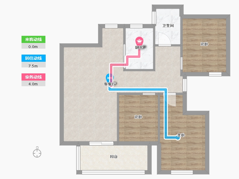 湖南省-长沙市-美的翰城C1栋,2栋,3栋,5栋96m²-72.71-户型库-动静线