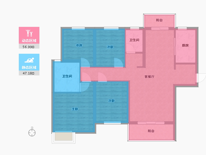 湖南省-长沙市-中建嘉和城凤凰台10，11，14号楼A2户型125m²-93.16-户型库-动静分区