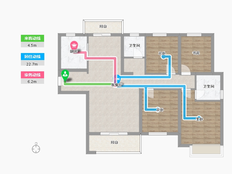 湖南省-长沙市-中建嘉和城凤凰台10，11，14号楼,A1户型143m²-107.19-户型库-动静线