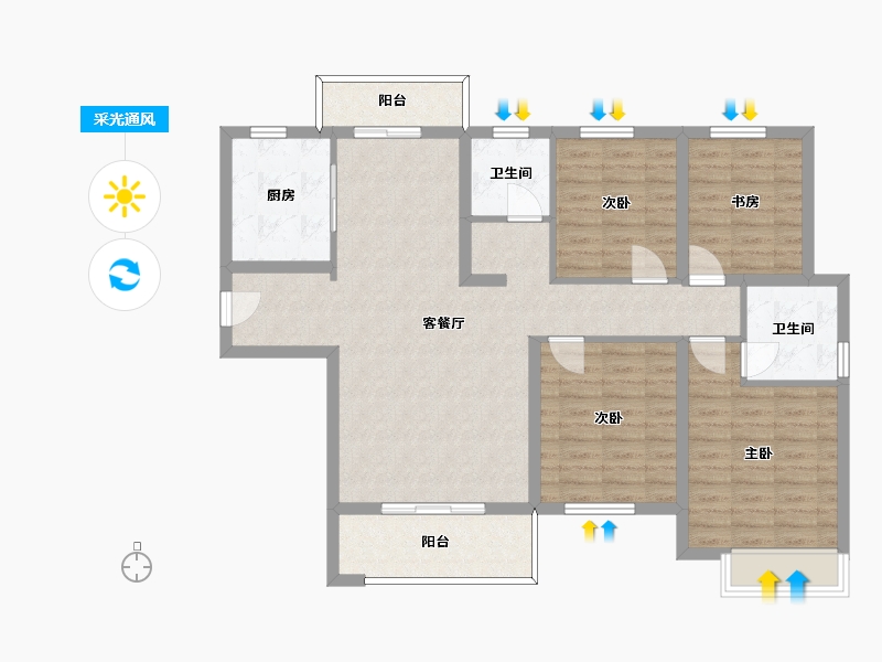 湖南省-长沙市-中建嘉和城凤凰台10，11，14号楼,A1户型143m²-107.19-户型库-采光通风